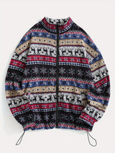 European and American fashion autumn and winter new national style printing plus velvet sweater casual loose coat blouse